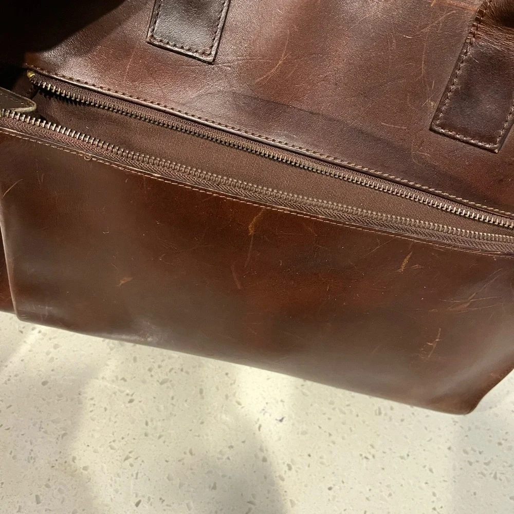 G.H. Bass brown leather tote purse bag brief case - Picture 9 of 12